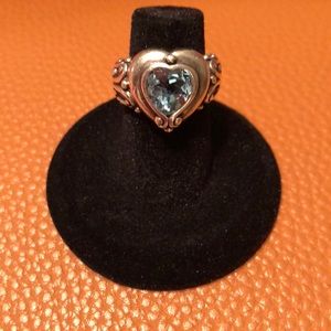 Genuine blue topaz stone ring
